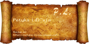 Petyka Lívia névjegykártya